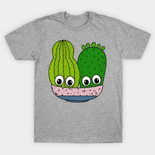 Cute Cactus Design #330: Cute Cacti Arrangement In Pottery Bowl T-Shirt